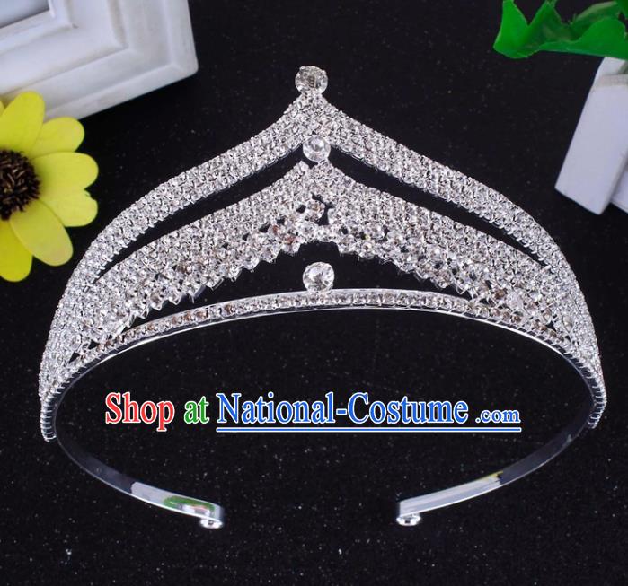 Top Grade Baroque Style Rhinestone Royal Crown Bride Retro Wedding Hair Accessories for Women