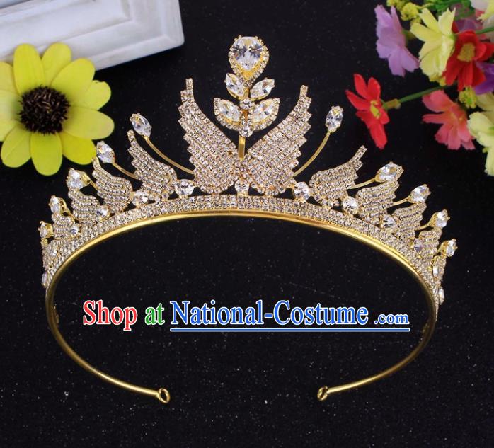 Top Grade Baroque Style Golden Rhinestone Butterfly Royal Crown Bride Retro Wedding Hair Accessories for Women