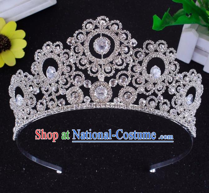 Top Grade Baroque Style Zircon Royal Crown Bride Retro Wedding Hair Accessories for Women