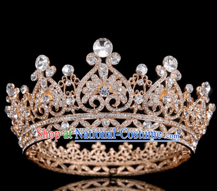 Handmade Top Grade Queen Crystal Royal Crown Baroque Bride Retro Wedding Hair Accessories for Women