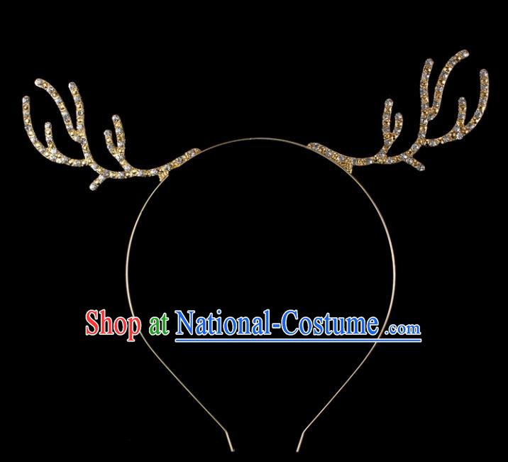 Handmade Top Grade Princess Crystal Hair Clasp Baroque Bride Retro Antlers Wedding Hair Accessories for Women