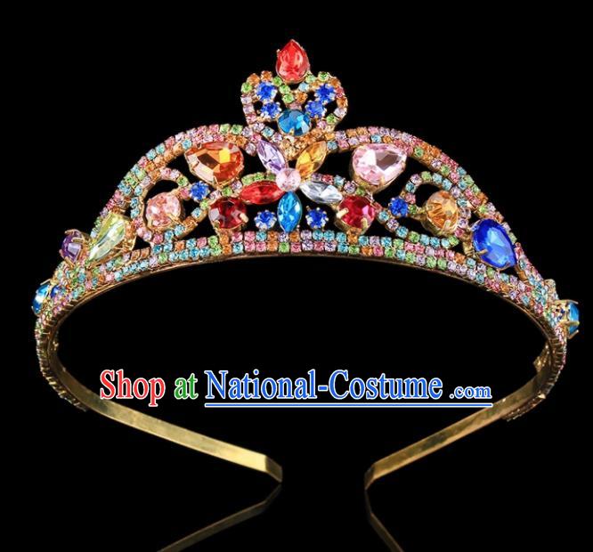 Handmade Top Grade Wedding Colorful Crystal Royal Crown Baroque Princess Retro Hair Accessories for Women