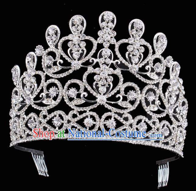 Top Grade Handmade Wedding Crystal Royal Crown Baroque Retro Hair Accessories for Women