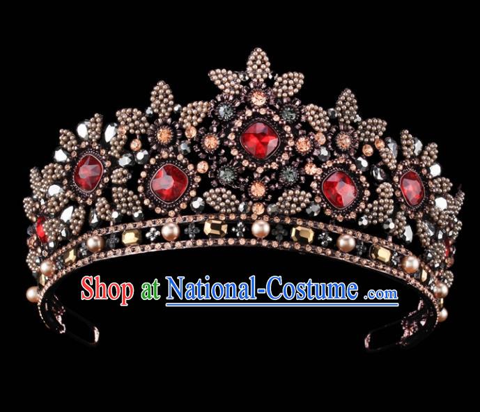 Top Grade Baroque Queen Court Crystal Royal Crown Retro Wedding Bride Hair Accessories for Women