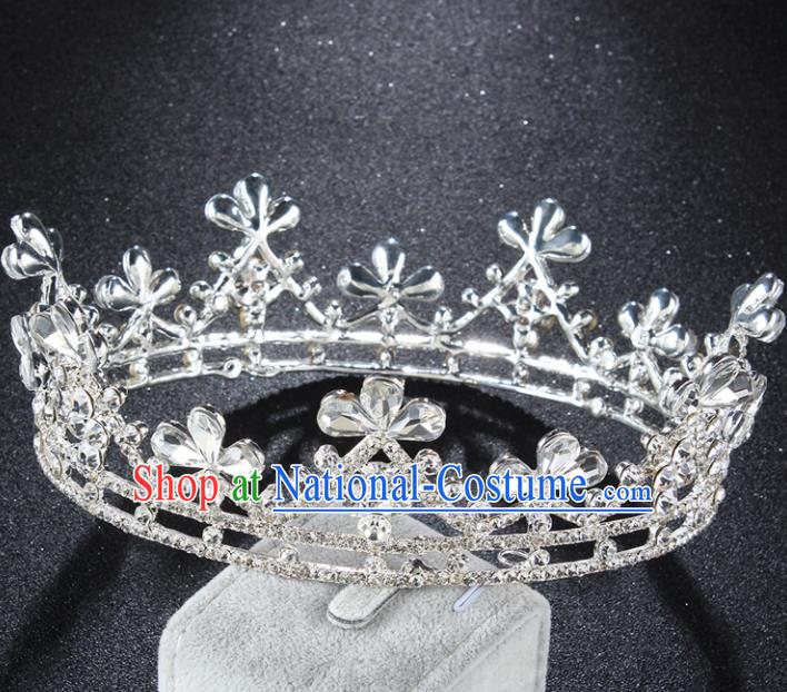 Top Grade Baroque Queen Crystal Golden Royal Crown Retro Wedding Bride Hair Accessories for Women