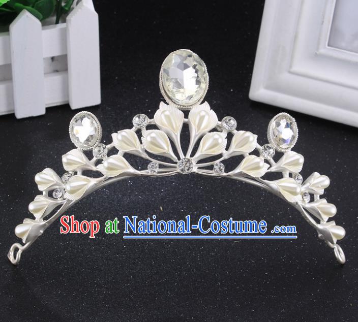 Handmade Bride Wedding Hair Jewelry Accessories Baroque Queen Crystal Pearls Royal Crown for Women