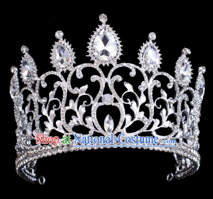 Handmade Wedding Hair Jewelry Accessories Baroque Queen Crystal Royal Crown for Women