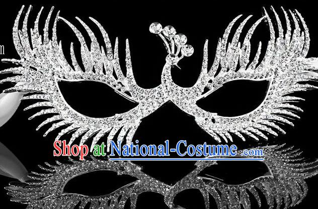 Handmade Halloween Accessories Face Mask Venice Fancy Ball Crystal Peacock Masks for Women