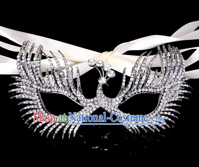 Handmade Halloween Accessories Face Mask Venice Fancy Ball Crystal Peacock Grey Masks for Women