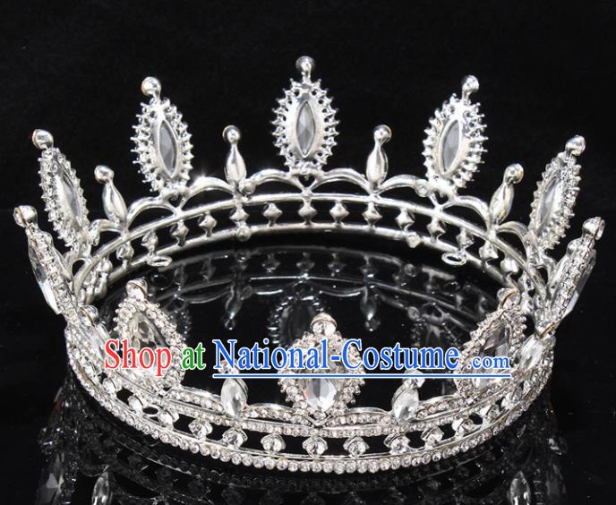 Top Grade Baroque Court Princess Crystal Round Royal Crown Wedding Bride Hair Accessories for Women