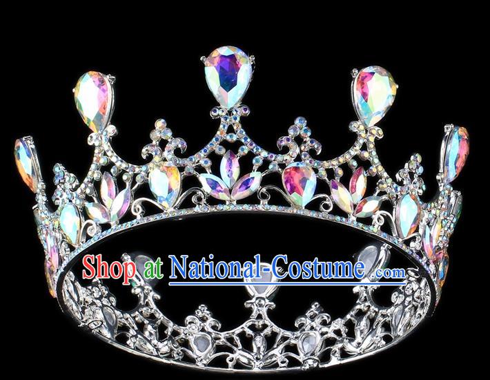 Top Grade Baroque Court Princess Round Royal Crown Wedding Bride Hair Accessories for Women