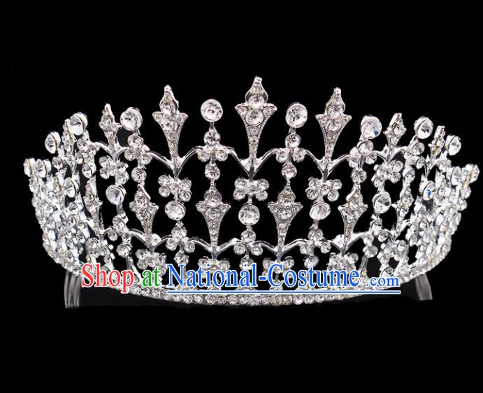 Top Grade Baroque Court Princess Crystal Royal Crown Bride Wedding Hair Jewelry Accessories for Women