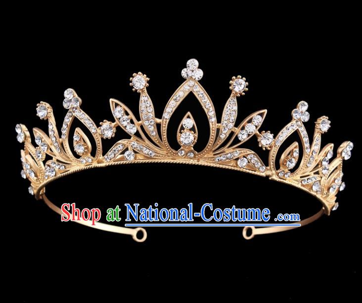 Top Grade Baroque Court Princess Golden Crystal Hair Clasp Bride Wedding Hair Jewelry Accessories for Women