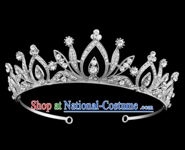 Top Grade Baroque Court Princess Argent Crystal Hair Clasp Bride Wedding Hair Jewelry Accessories for Women