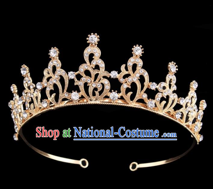 Top Grade Baroque Court Princess Zircon Golden Hair Clasp Bride Wedding Hair Jewelry Accessories for Women