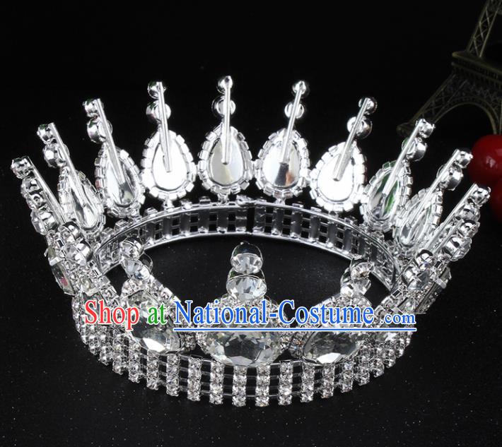 Top Grade Bride Wedding Hair Jewelry Accessories Baroque Court Queen Round Argent Royal Crown for Women