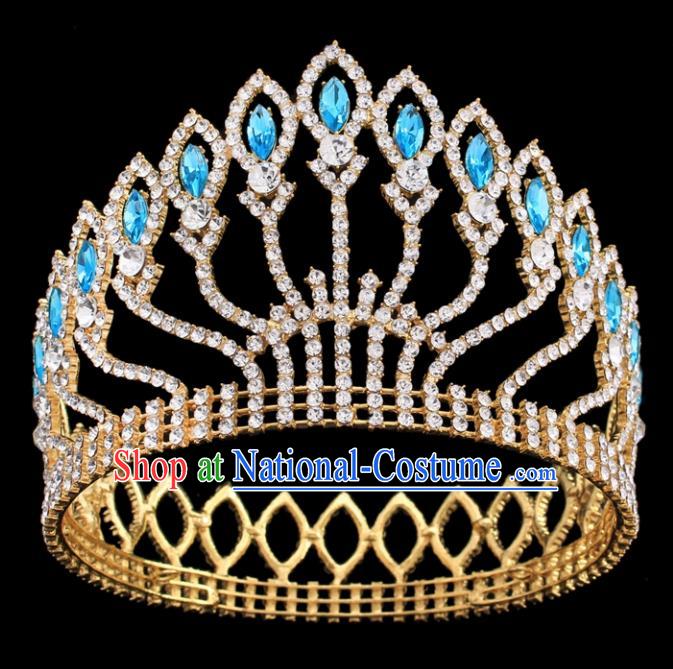 Top Grade Queen Crystal Royal Crown Retro Baroque Wedding Bride Hair Accessories for Women