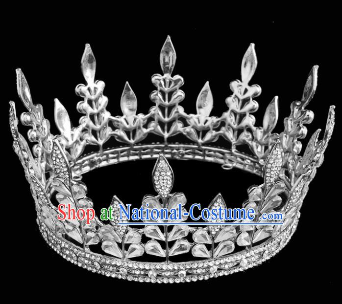 Top Grade Queen Round Royal Crown Retro Baroque Wedding Bride Hair Accessories for Women