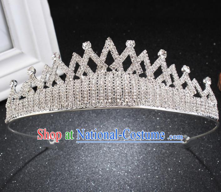 Top Grade Queen Royal Crown Retro Baroque Wedding Bride Crystal Hair Accessories for Women