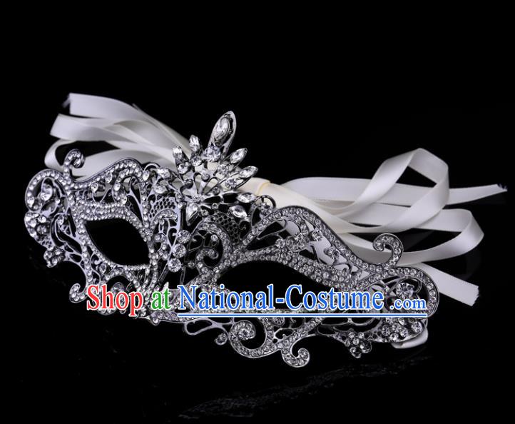 Handmade Halloween Accessories Fancy Ball Cosplay Props Crystal Grey Masks for Women