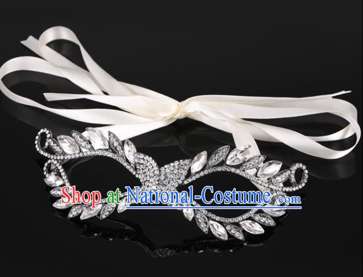 Handmade Halloween Accessories Venice Fancy Ball Grey Crystal Masks for Women