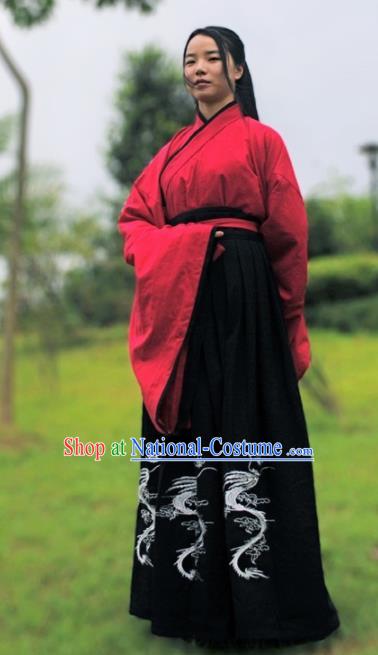 Traditional Chinese Ancient Han Dynasty Swordswoman Costumes for Women