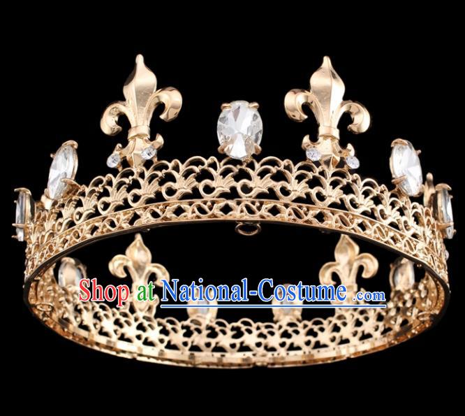 Handmade Bride Wedding Hair Jewelry Accessories Baroque Golden Royal Crown for Women