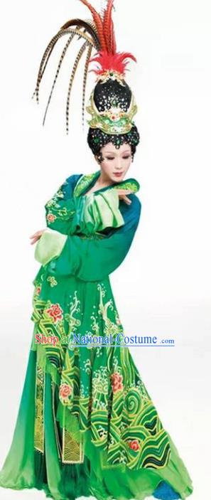 Chinese Han Dynasty Imperial Consort Diau Charn Embroidered Costumes Ancient Palace Green Hanfu Dress for Women