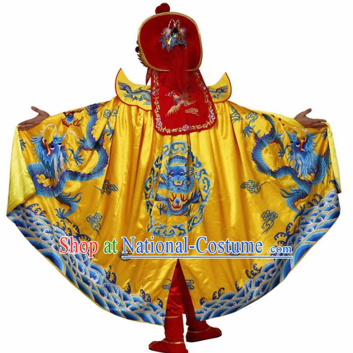 Traditional Chinese Beijing Opera Costume Sichuan Opera Changing Faces Embroidered Yellow Cloak for Men