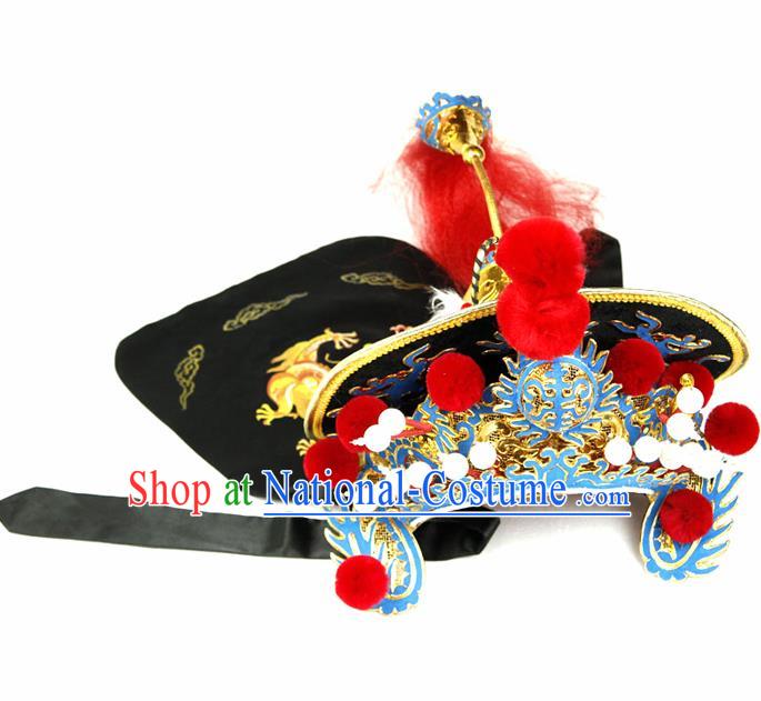 Chinese Traditional Beijing Opera Hats Sichuan Opera Changing Faces Embroidered Helmet for Men