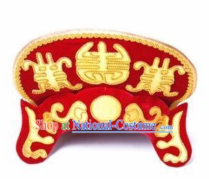 Chinese Traditional Beijing Opera Red Hats Sichuan Opera Changing Faces Embroidered Helmet for Men