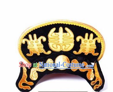 Chinese Traditional Beijing Opera Black Hats Sichuan Opera Changing Faces Embroidered Helmet for Men