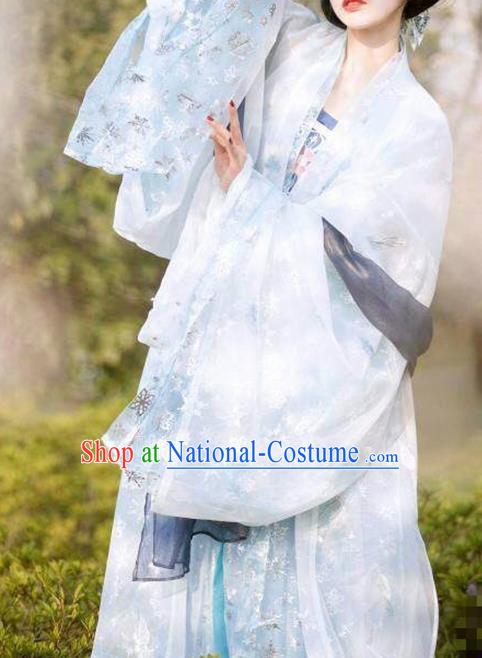 Chinese Tang Dynasty Imperial Consort Costumes Ancient Peri Princess Embroidered Hanfu Dress for Women