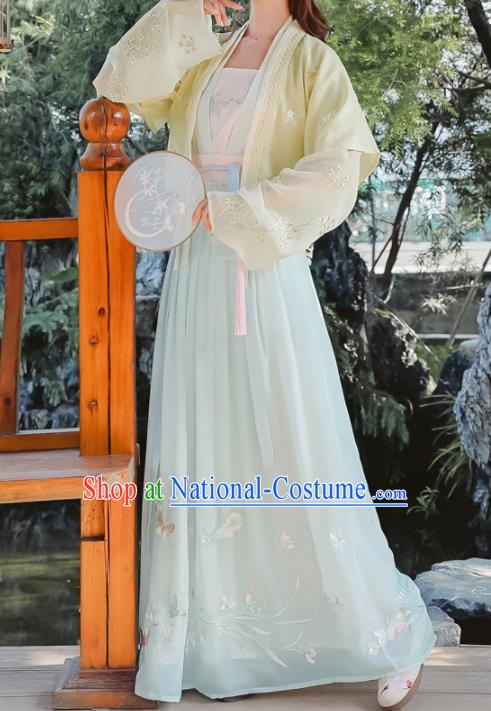 Chinese Tang Dynasty Young Lady Costumes Ancient Nobility Embroidered Hanfu Dress for Women