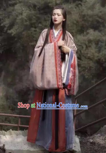 Chinese Jin Dynasty Palace Princess Costumes Ancient Fairy Swordswoman Hanfu Dress for Women