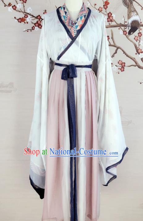 Chinese Jin Dynasty Princess Costumes Ancient Swordswoman Hanfu Dress for Women