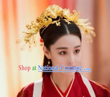 Chinese Ancient Imperial Consort Hair Accessories Golden Phoenix Hairpins for Women