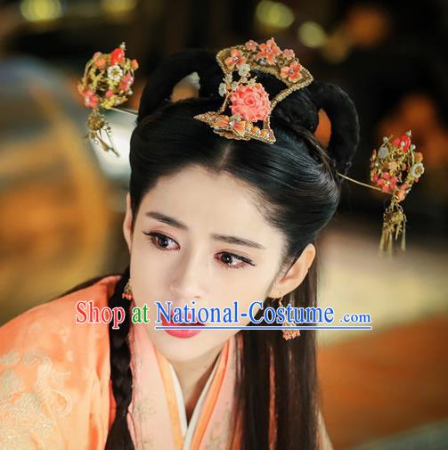 Chinese Ancient Han Dynasty Princess Hair Accessories Hairpins Complete Set for Women