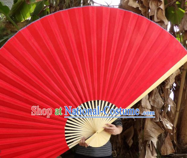 Chinese Traditional Red Silk Fans Decoration Crafts Handmade Folding Fans