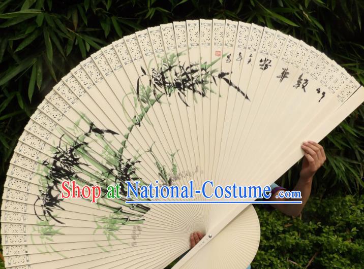 Chinese Traditional Wood Fans Decoration Crafts Handmade Printing Bamboo Folding Fans