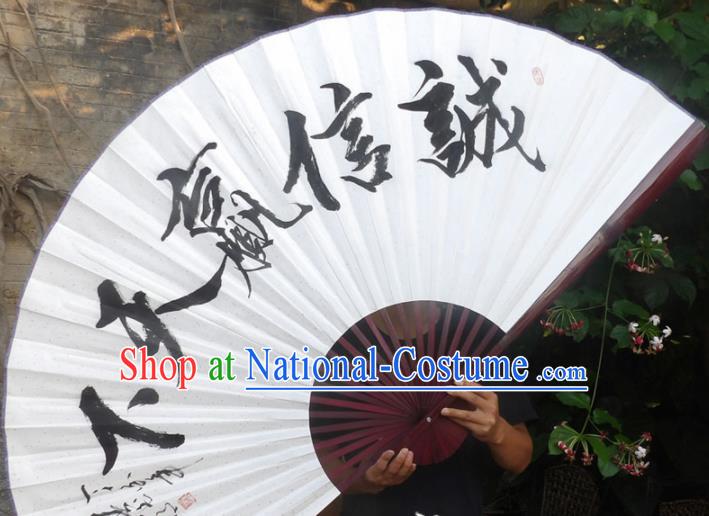 Chinese Traditional Decoration Crafts Red Frame Folding Fans Ink Painting Paper Fans