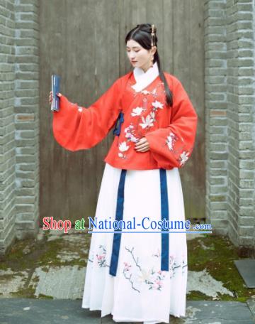 Traditional Chinese Ming Dynasty Nobility Lady Costumes Ancient Embroidered Hanfu Dress for Women