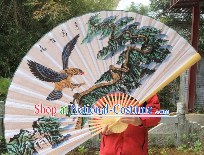 Chinese Traditional Handmade Silk Fans Decoration Crafts Ink Painting Eagle Folding Fans