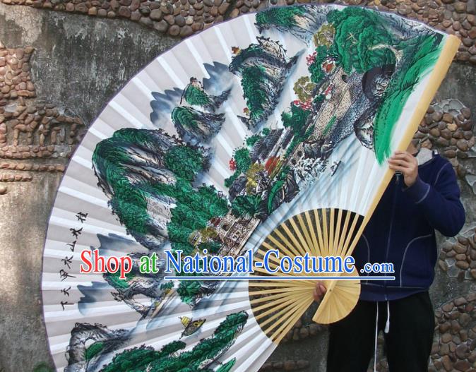 Chinese Traditional Handmade Silk Fans Decoration Crafts Ink Painting Guilin Scenery Wood Frame Folding Fans