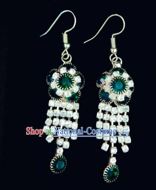 Chinese Ethnic Jewelry Accessories Mongolian Minority Nationality Crystal Earrings for Women