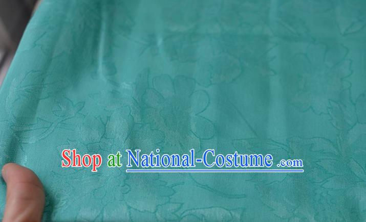 Asian Chinese Traditional Paeonin Pattern Green Cotton Fabric Chinese Costume Fabric Material