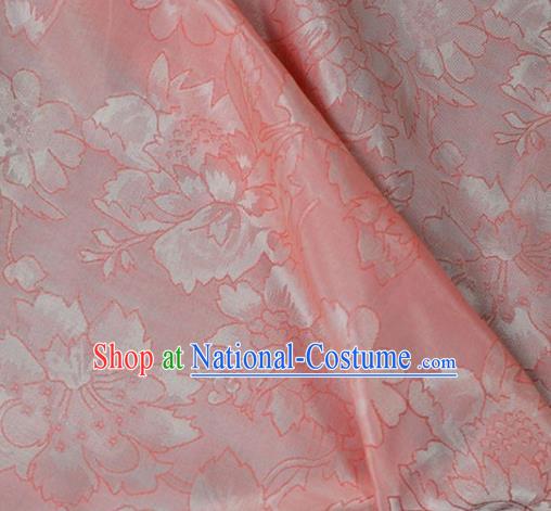 Asian Chinese Traditional Paeonin Pattern Pink Cotton Fabric Chinese Costume Fabric Material