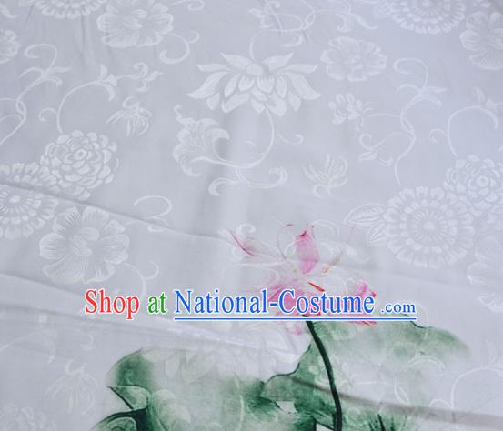 Asian Chinese Traditional Fabric Lotus Pattern Design Brocade Fabric Chinese Costume Silk Fabric Material