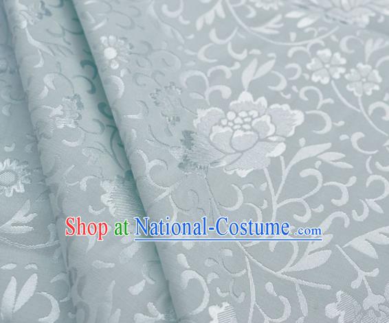 Asian Chinese Traditional Fabric Peony Pattern Design White Brocade Fabric Chinese Costume Silk Fabric Material