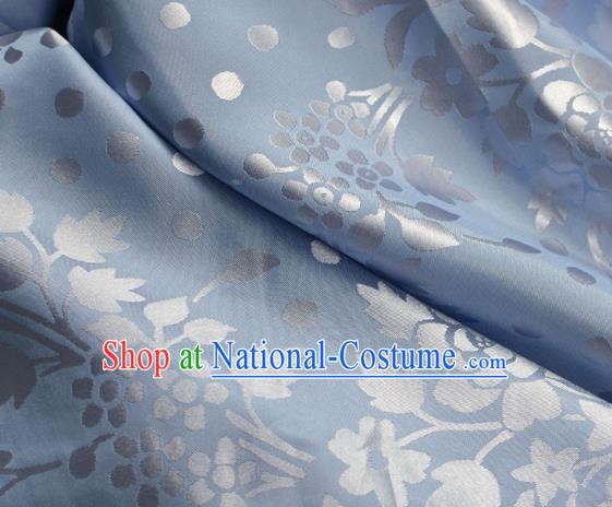 Asian Chinese Fabric Traditional Pattern Design Blue Brocade Fabric Chinese Costume Silk Fabric Material